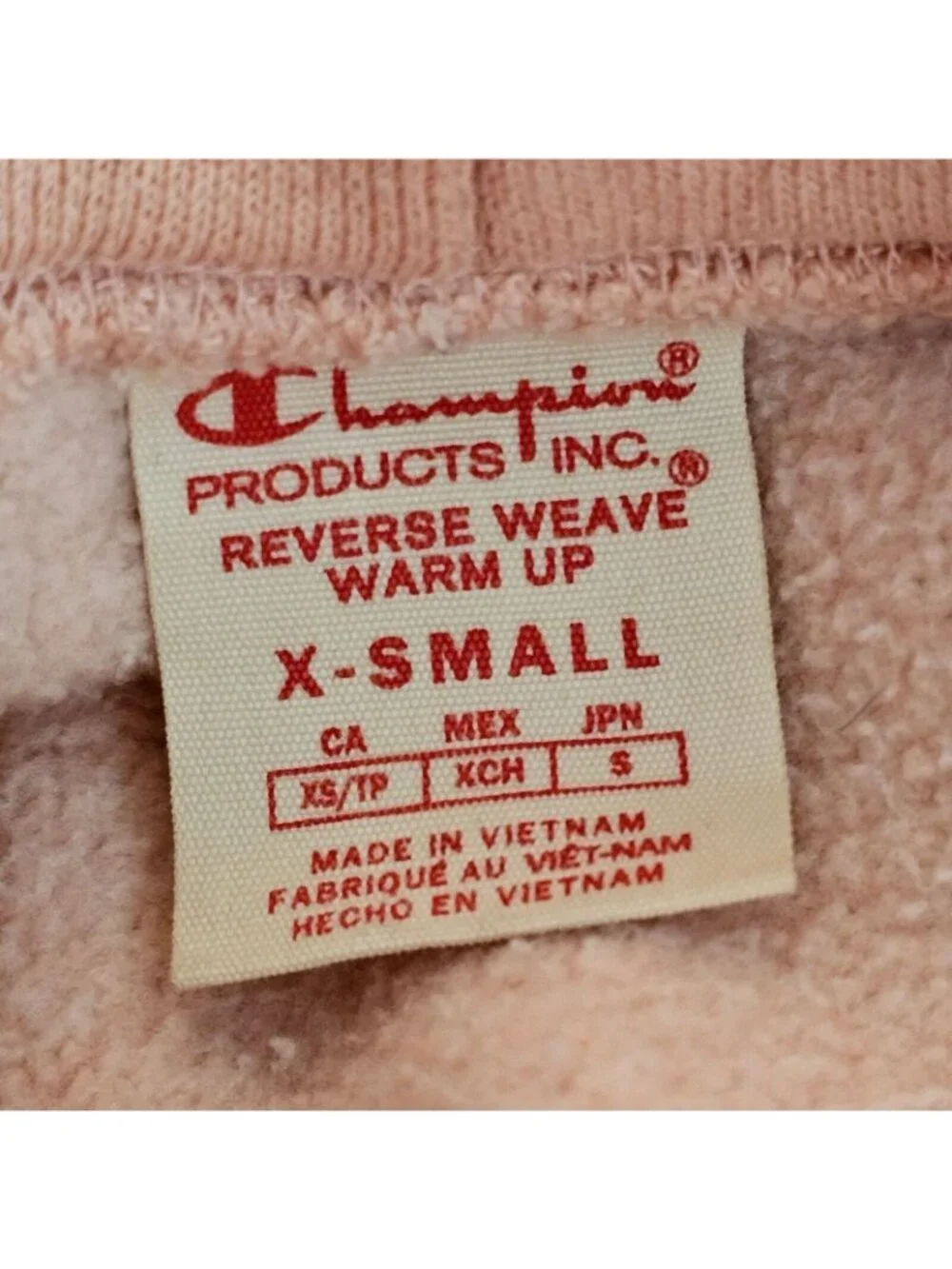 Champion Hoodie Womens XS Pink Reverse Weave Warm Up Sweatshirt Pullover - Picture 6 of 8